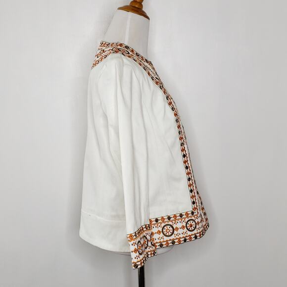 Victor Costa Occasion Embroidered Jacket White Orange Sequins Women Small - Picture 2 of 11